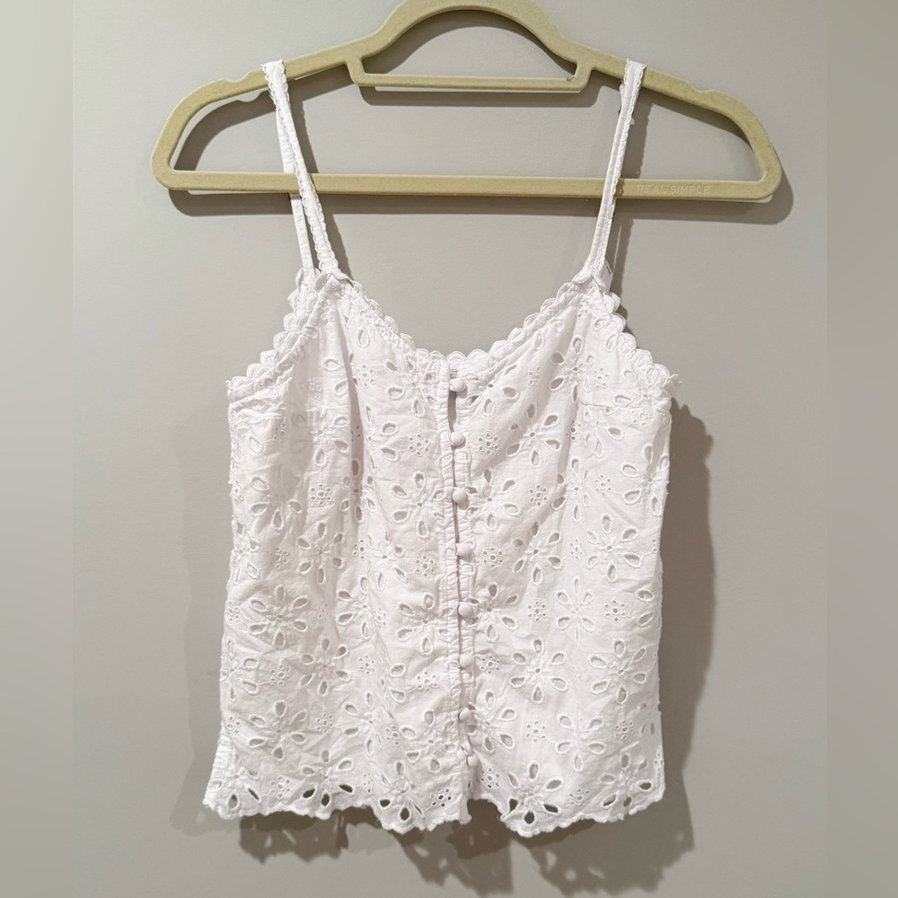 Abercrombie & Fitch White Eyelet Cami Tank Blouse